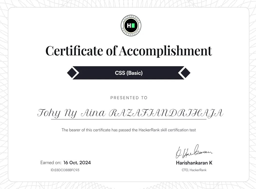 CSS Certificate