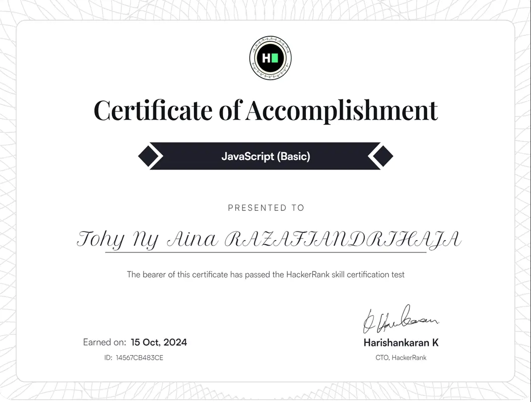JavaScript Certificate